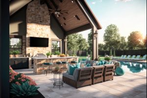 Patio speakers installed in summer kitchen